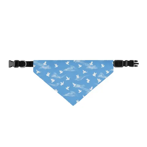 Faith Flag Dove on Sky Blue Clip-on Pet Bandana — front view