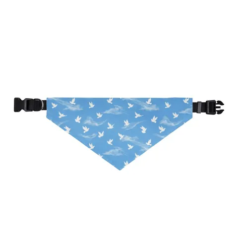 Faith Flag Dove on Sky Blue Clip-on Pet Bandana — front view