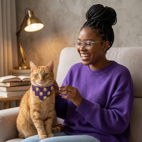 Faith Flag Praise Purple & Gold Cross Clip-on Pet Bandana