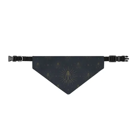 Faith Flag Praying Hands Silhouette Clip-on Pet Bandana — front view