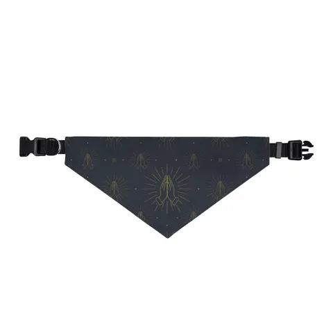 Faith Flag Praying Hands Silhouette Clip-on Pet Bandana — front view
