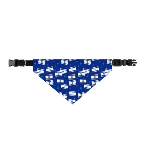 Faith Flag Blue & White Star Emblem Clip-on Pet Bandana — front view