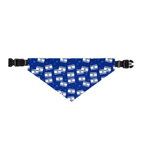 Faith Flag Blue & White Star Emblem Clip-on Pet Bandana — front view