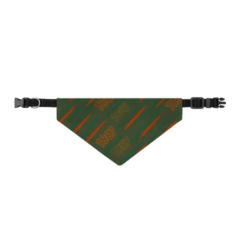 FAMU 1887 Orange & Green Energy Clip-on Pet Bandana — front view