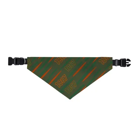 FAMU 1887 Orange & Green Energy Clip-on Pet Bandana — front view