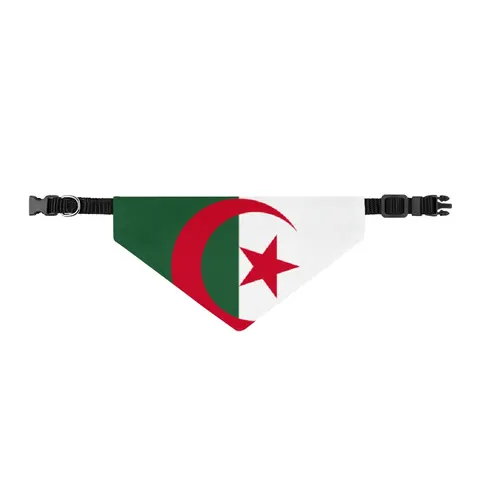 Algeria Green White Red Crescent Clip-on Pet Bandana — front view