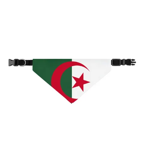 Algeria Green White Red Crescent Clip-on Pet Bandana — front view