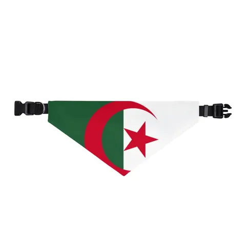 Algeria Green White Red Crescent Clip-on Pet Bandana — front view