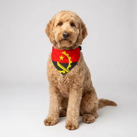 Angola Red Black & Emblem Clip-on Pet Bandana