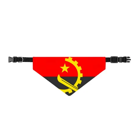 Angola Red Black & Emblem Clip-on Pet Bandana — front view