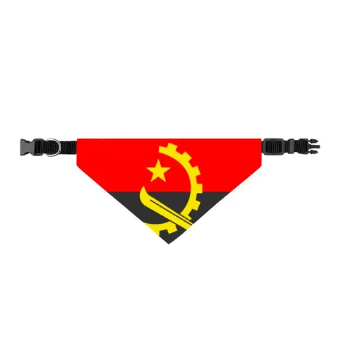 Angola Red Black & Emblem Clip-on Pet Bandana — front view