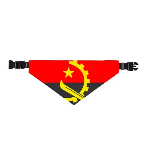 Angola Red Black & Emblem Clip-on Pet Bandana — front view