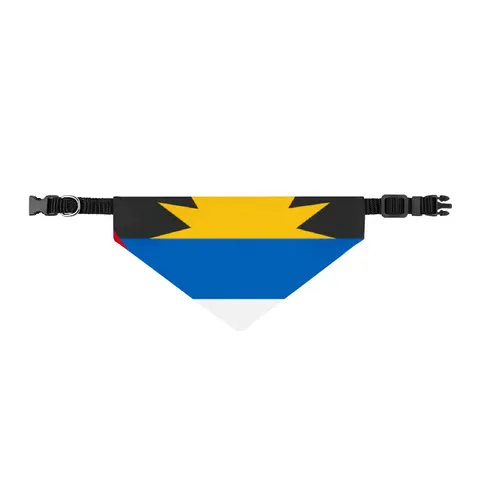 Antigua & Barbuda Rising Sun Clip-on Pet Bandana — front view