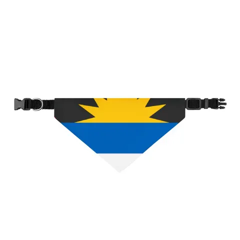 Antigua & Barbuda Rising Sun Clip-on Pet Bandana — front view