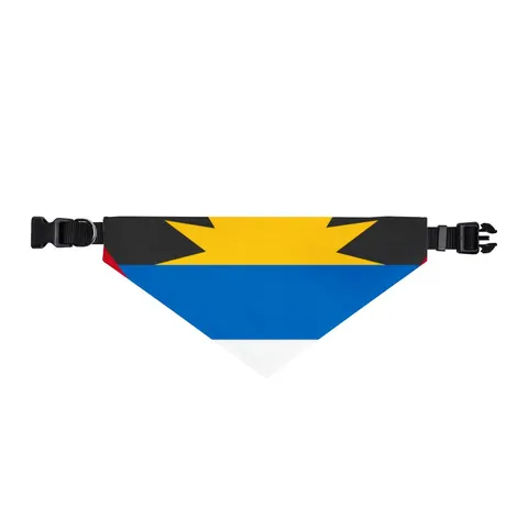 Antigua & Barbuda Rising Sun Clip-on Pet Bandana — front view