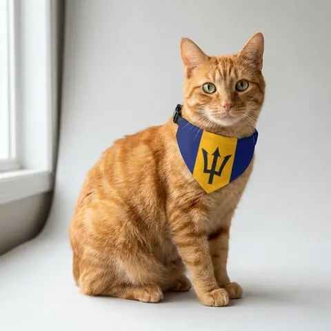 Barbados Blue Gold Trident Clip-on Pet Bandana