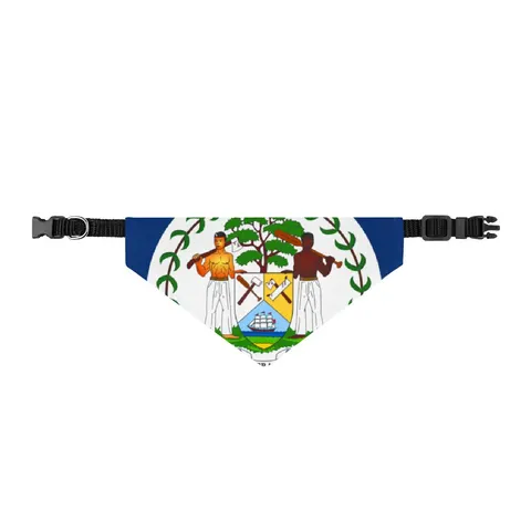 Belize Blue Red Emblem Clip-on Pet Bandana — front view