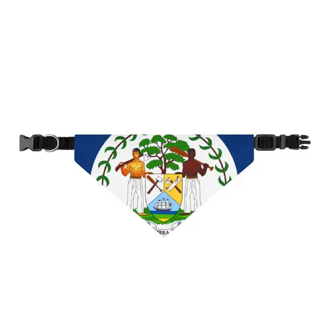 Belize Blue Red Emblem Clip-on Pet Bandana — front view