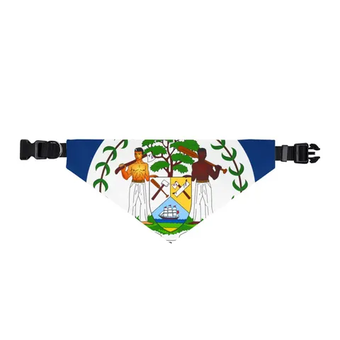 Belize Blue Red Emblem Clip-on Pet Bandana — front view