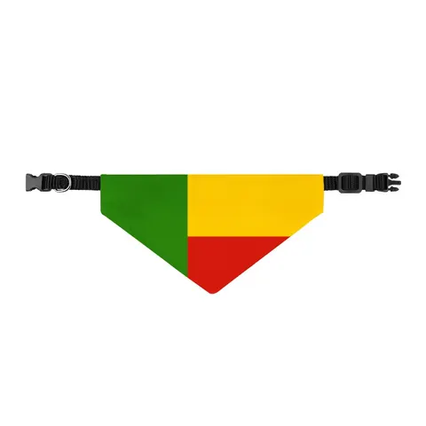 Benin Green Yellow Red Block Clip-on Pet Bandana — front view