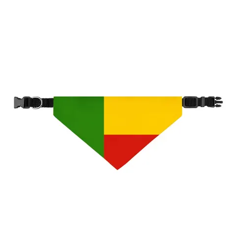 Benin Green Yellow Red Block Clip-on Pet Bandana — front view
