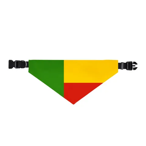 Benin Green Yellow Red Block Clip-on Pet Bandana — front view