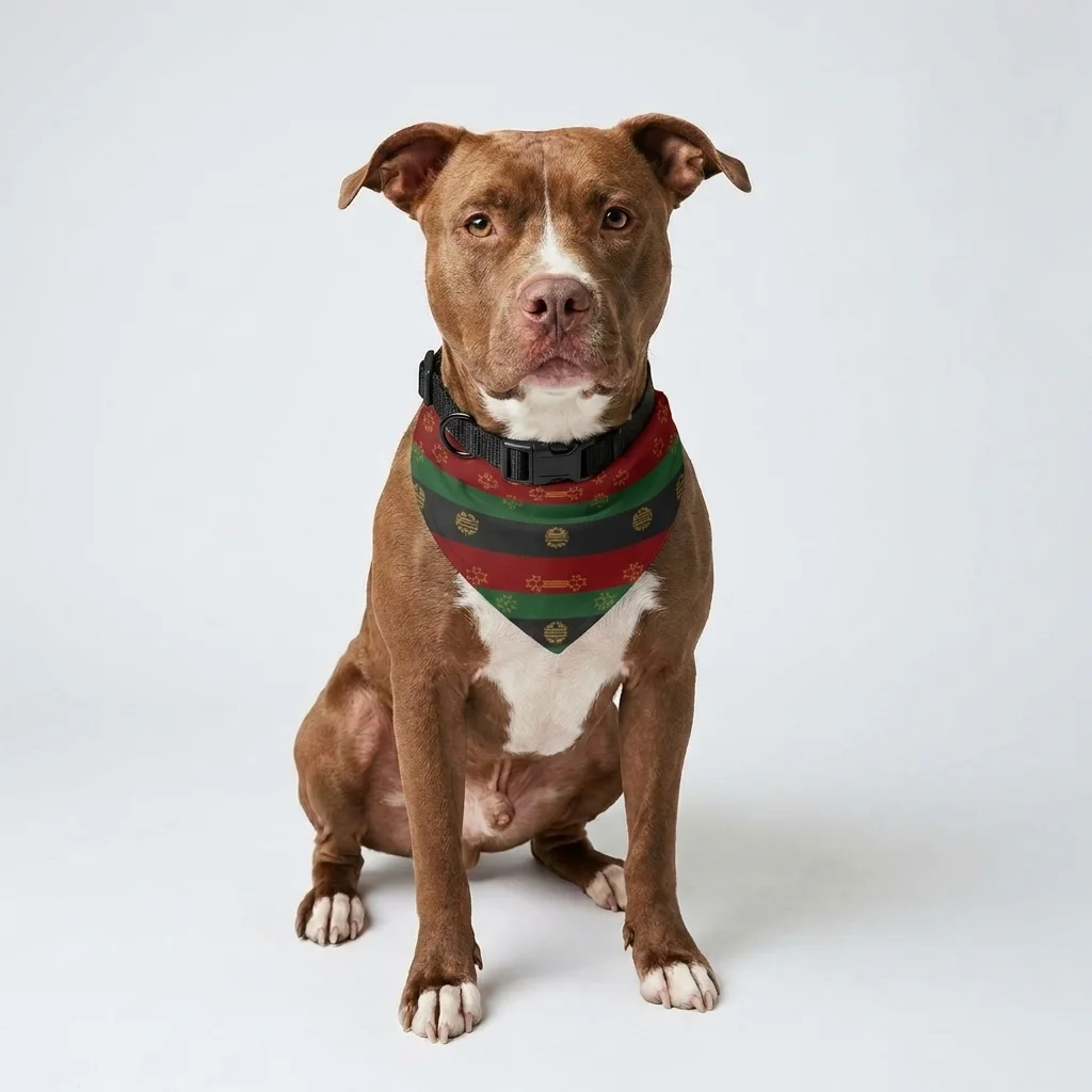 Black American Heritage Black American Heritage Flag Clip-on Pet Bandana — lifestyle view