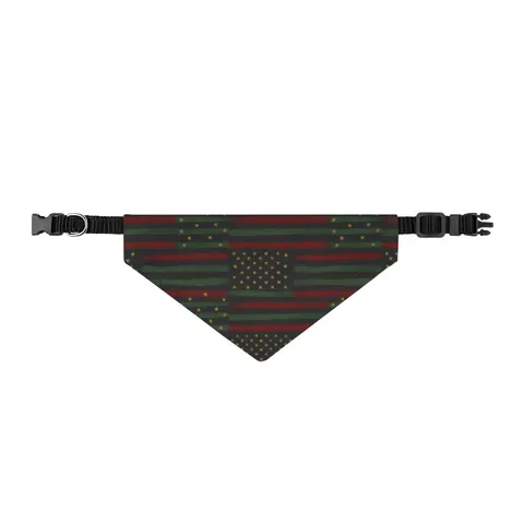 Black American Pan-African Stars & Stripes Clip-on Pet Bandana — front view