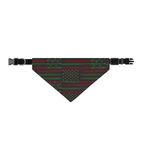 Black American Pan-African Stars & Stripes Clip-on Pet Bandana — front view