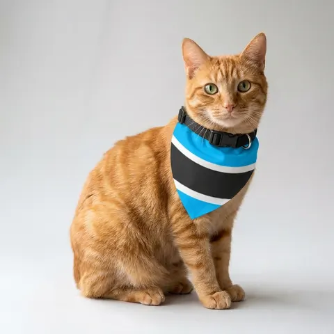 Botswana Blue & Black Stripe Clip-on Pet Bandana
