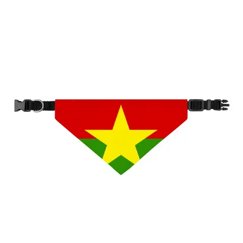 Burkina Faso Red Green Star Clip-on Pet Bandana — front view