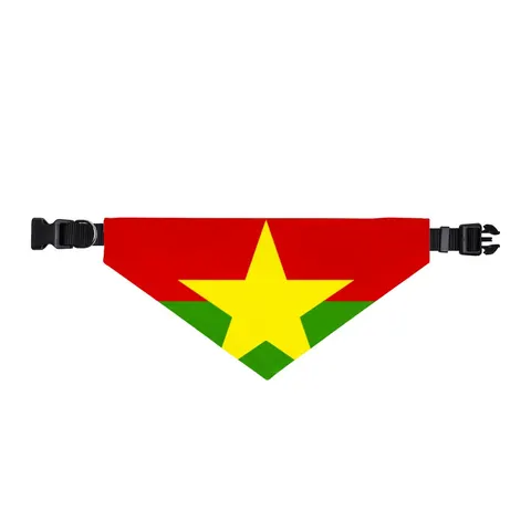 Burkina Faso Red Green Star Clip-on Pet Bandana — front view