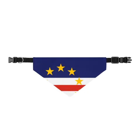 Cabo Verde Blue Stripe & Stars Clip-on Pet Bandana — front view