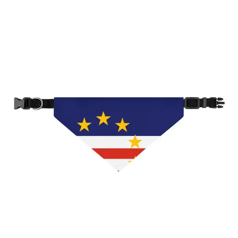 Cabo Verde Blue Stripe & Stars Clip-on Pet Bandana — front view
