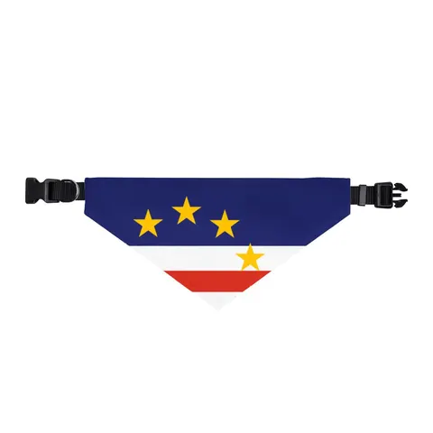 Cabo Verde Blue Stripe & Stars Clip-on Pet Bandana — front view