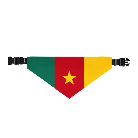 Cameroon Green Red Yellow Star Clip-on Pet Bandana — front view