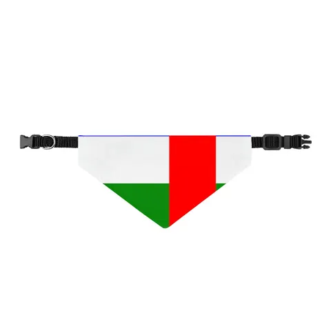 Central African Republic Stripes & Red Cross Clip-on Pet Bandana — front view