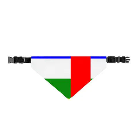 Central African Republic Stripes & Red Cross Clip-on Pet Bandana — front view