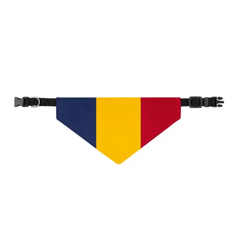 Chad Blue Yellow Red Clip-on Pet Bandana — front view