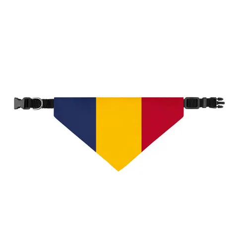 Chad Blue Yellow Red Clip-on Pet Bandana — front view