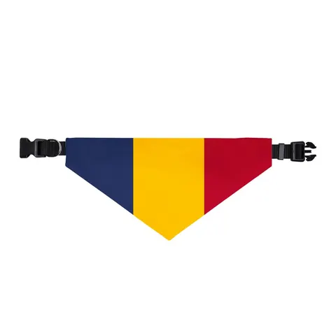 Chad Blue Yellow Red Clip-on Pet Bandana — front view
