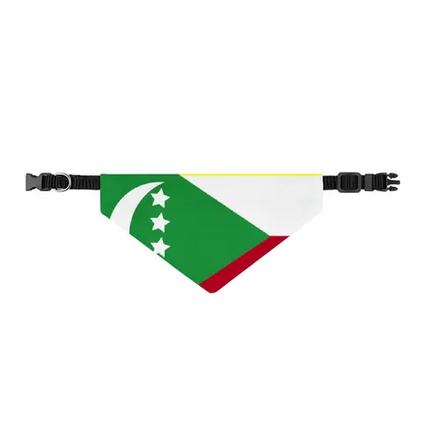 Comoros Green Triangle & Stripes Clip-on Pet Bandana — front view