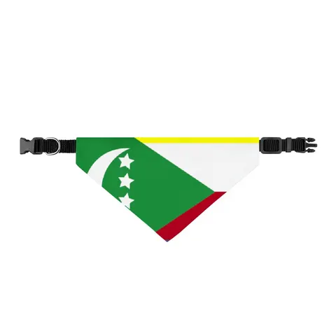 Comoros Green Triangle & Stripes Clip-on Pet Bandana — front view