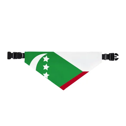 Comoros Green Triangle & Stripes Clip-on Pet Bandana — front view