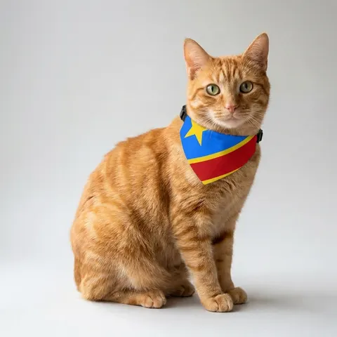 DR Congo Sky Blue & Red Diagonal Clip-on Pet Bandana