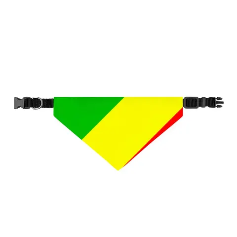 Republic of the Congo Diagonal Tricolor Clip-on Pet Bandana — front view