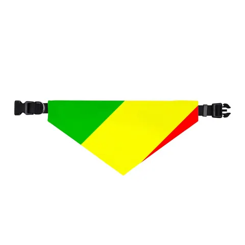 Republic of the Congo Diagonal Tricolor Clip-on Pet Bandana — front view
