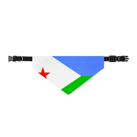 Djibouti Blue Green Triangle Clip-on Pet Bandana — front view