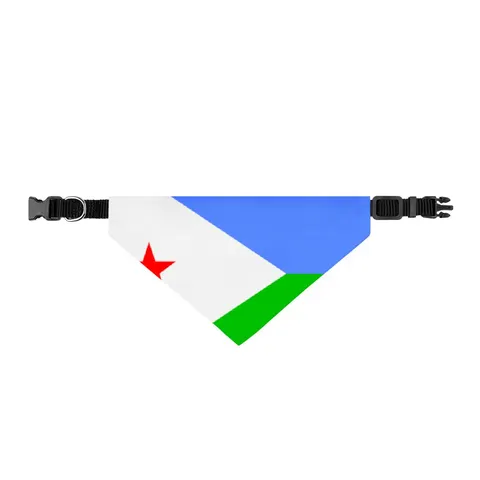 Djibouti Blue Green Triangle Clip-on Pet Bandana — front view