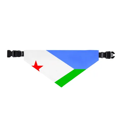 Djibouti Blue Green Triangle Clip-on Pet Bandana — front view